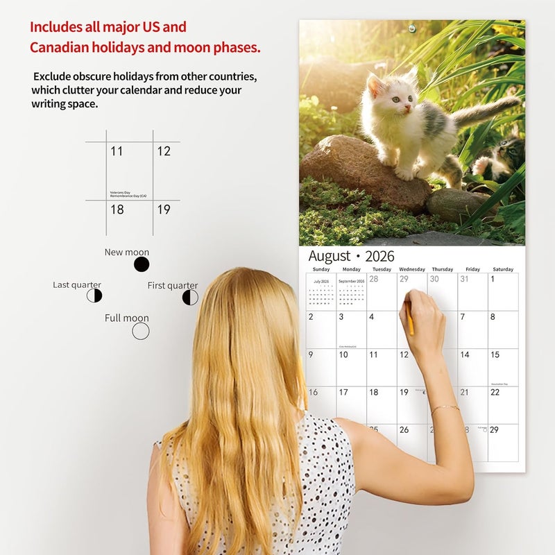 windrio 2026 Wall Calendar,Calendar 2026, November 2025 - December 2026, Wall Calendar Cat Kitten, 12" X 24" Opened,Full Page Months Thick & Sturdy Paper for Calendar Organizing & Planning - Image 5